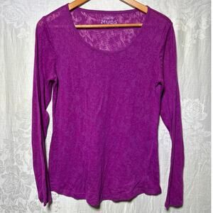 Mudd Burnout T Shirt Large Purple Long Sleeve Long Layering Y2K Style